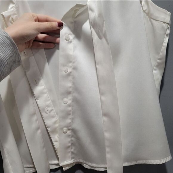 Anne klein White Tie-neck top - Picture 5 of 8